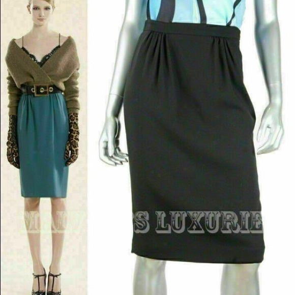 Gucci Classic Black Wool “Cady” Pencil Skirt Size EU 44US Large/8